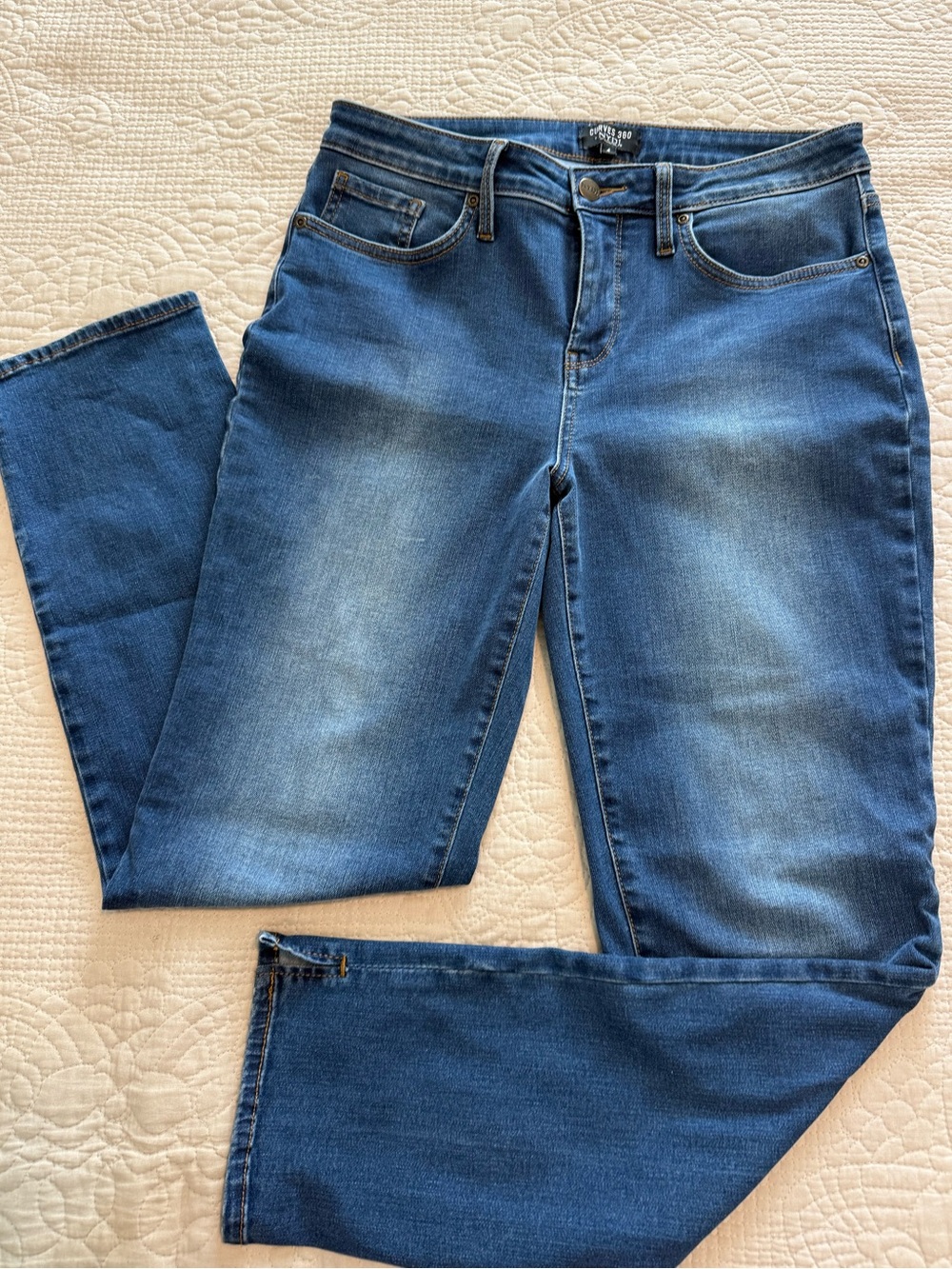 NYDJ Jeans Womens 4 Blue
Curves 360 Slim Straight Ankle
Slit Stretch Denim